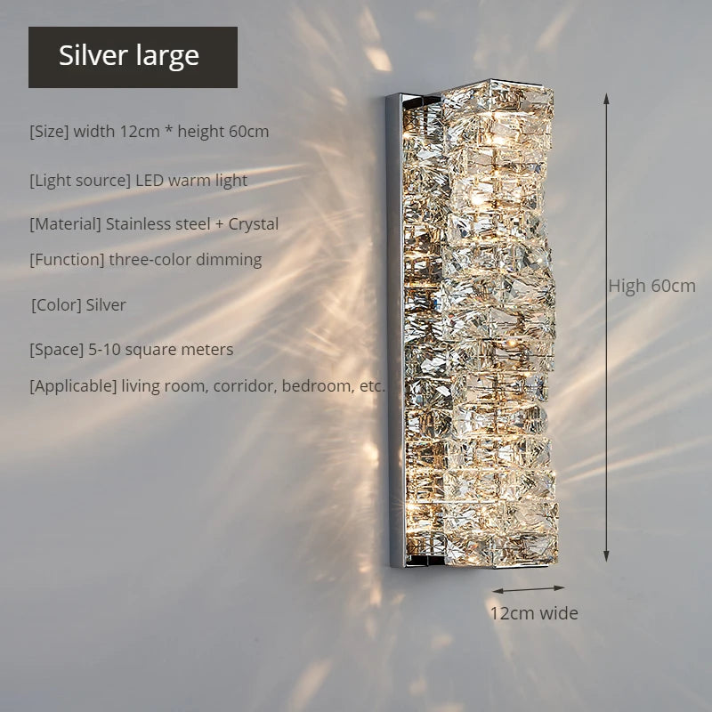Luxury K9 Crystal Wall Lamp Sconce Modern LED Light Fixture For Bedside Living Room Aisle Background Hote Decor Lihghting Lustre