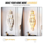 LUVODI Modern Crystal Wall Lamp 3-Layer Wall Crystal Sconce Light E14 Led Corn Lights