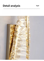 Luxury Italian Crystal Wall Sconce LED Light - Modern Gold Bedside Lamp for Living Room, Bedroom, Hallway Decor