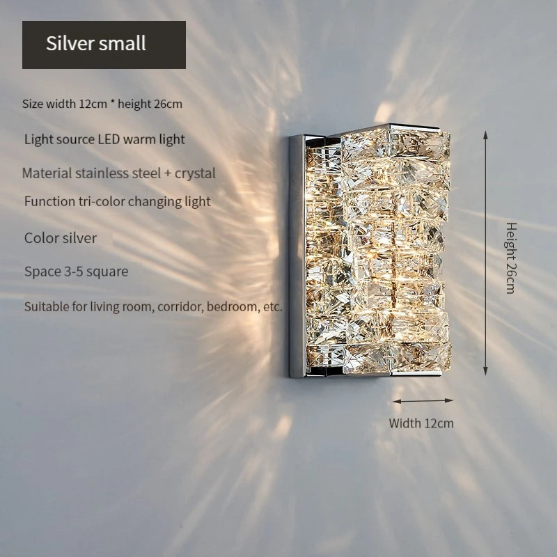 Luxury K9 Crystal Wall Lamp Sconce Modern LED Light Fixture For Bedside Living Room Aisle Background Hote Decor Lihghting Lustre