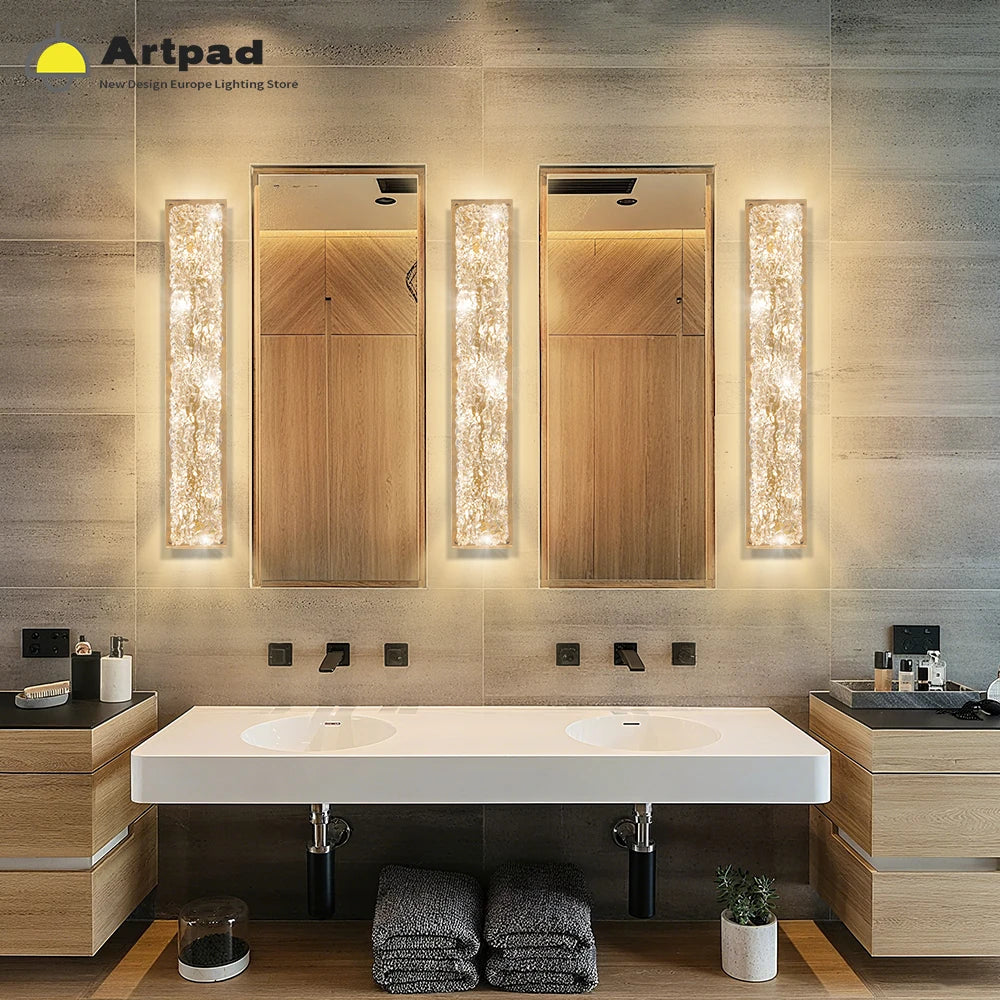 Italian Luxury Crystal Wall Lamp For Bedroom Living Room Hallway Glass Copper Gold Bedside LED Sconce Lighting Fixtures