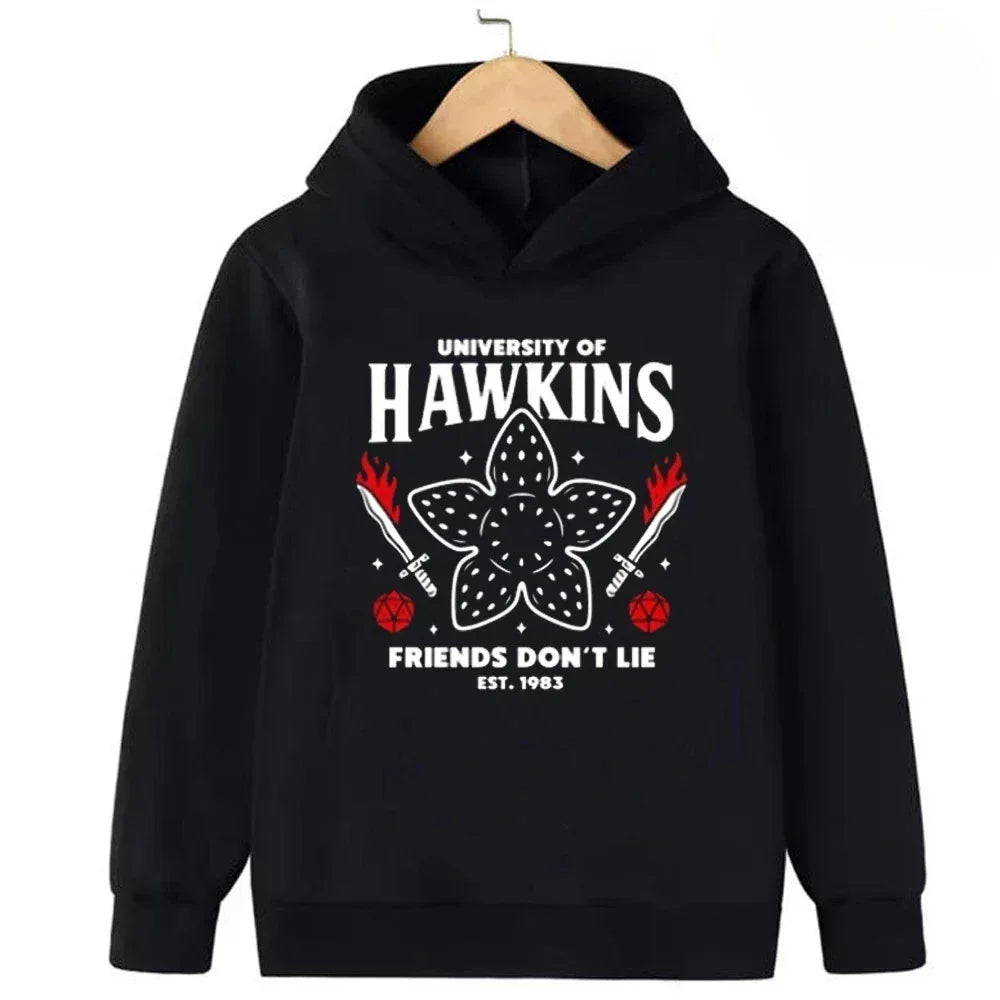 Funny Demogorgon Hawkins Hoodies Kids Cartoon Anime Print Clothes Streetwear Basic Boys Tops Popular Movies Children Sweatshirts - CasaMontevia