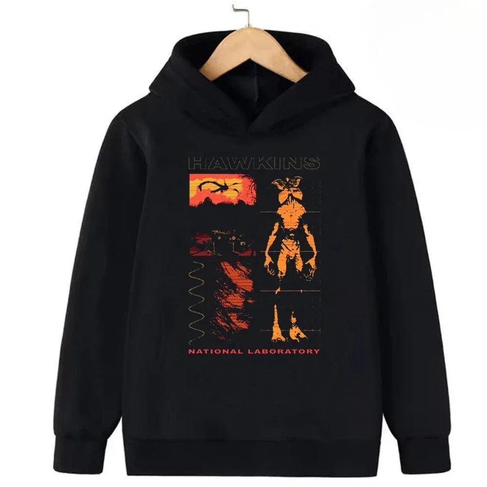 Funny Demogorgon Hawkins Hoodies Kids Cartoon Anime Print Clothes Streetwear Basic Boys Tops Popular Movies Children Sweatshirts - CasaMontevia