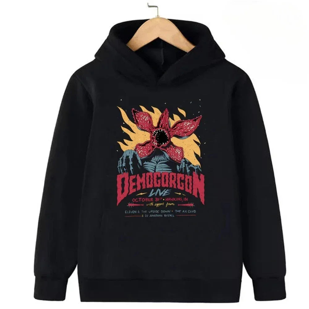 Funny Demogorgon Hawkins Hoodies Kids Cartoon Anime Print Clothes Streetwear Basic Boys Tops Popular Movies Children Sweatshirts - CasaMontevia