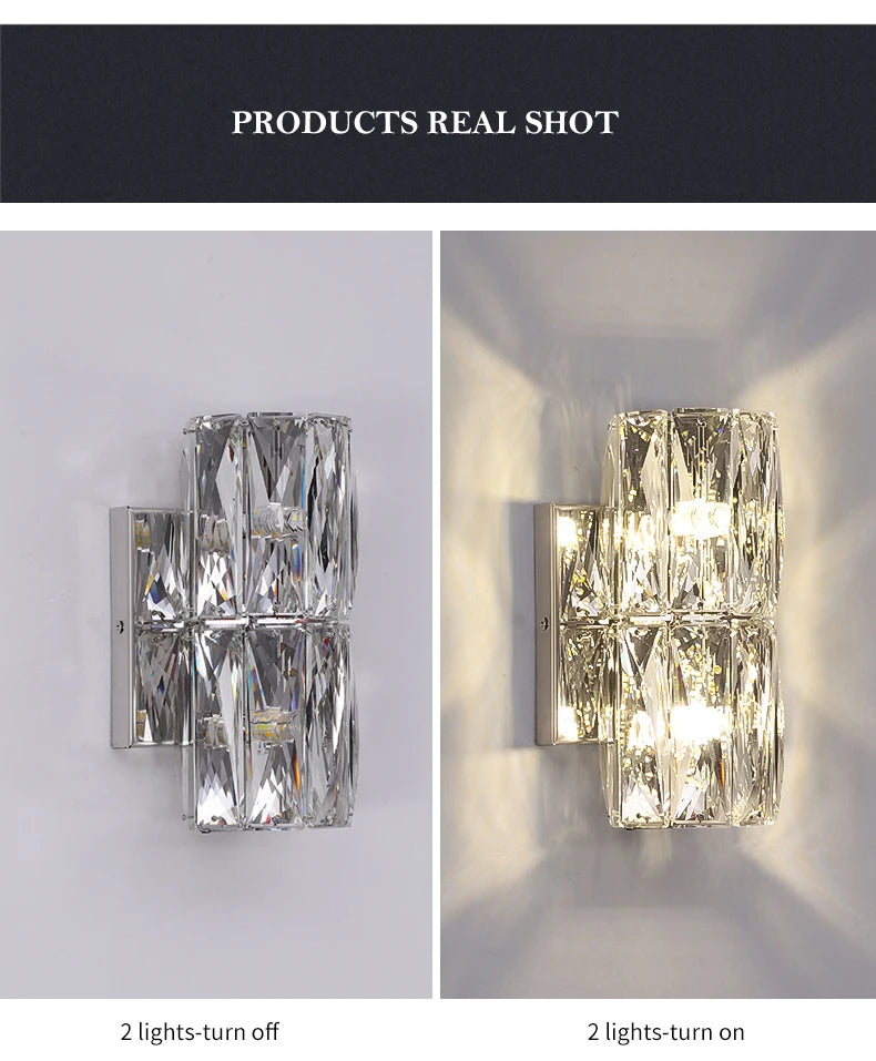 Luxury K9 Crystal Wall Lamp Sconce Modern LED Light Fixture For Bedside Living Room Aisle Background Hote Decor Lihghting Lustre