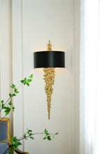 Long Brass Wall Lamp With Mercerized Cloth Cover For Bedroom Living Room Corridor Aisle Postmodern Copper Wall Sconce