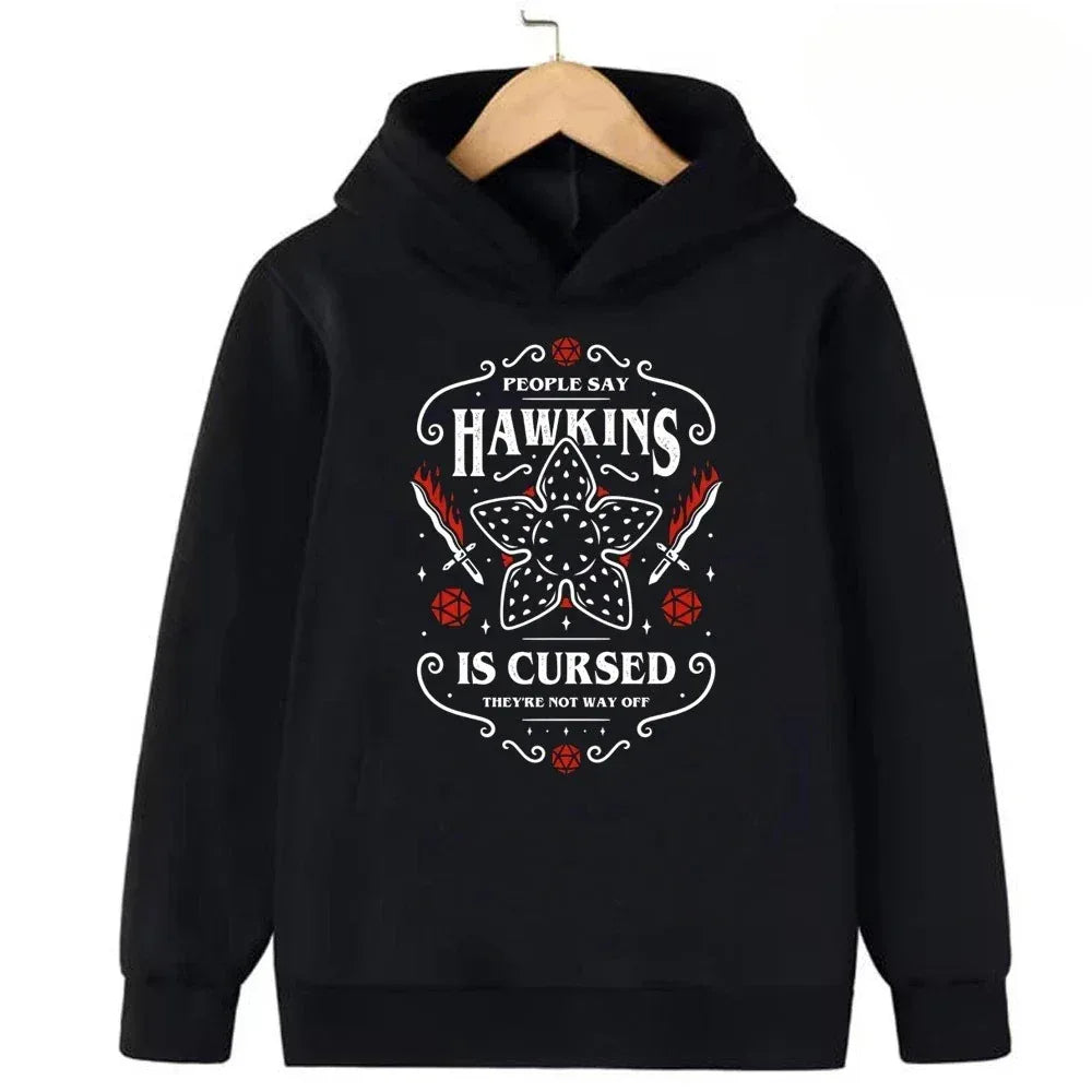 Funny Demogorgon Hawkins Hoodies Kids Cartoon Anime Print Clothes Streetwear Basic Boys Tops Popular Movies Children Sweatshirts - CasaMontevia