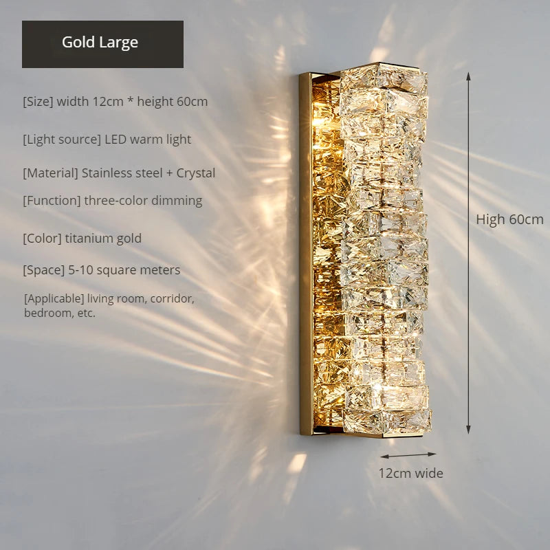Luxury K9 Crystal Wall Lamp Sconce Modern LED Light Fixture For Bedside Living Room Aisle Background Hote Decor Lihghting Lustre