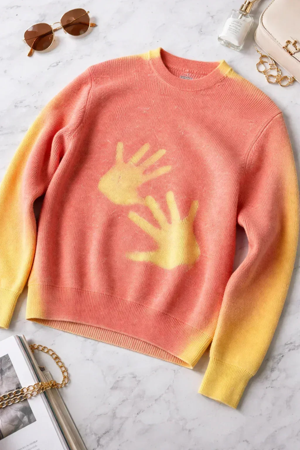 Thermal-Reactive Color-Change Sweater | Soft Viscose Knit | Orange-Yellow - CasaMontevia