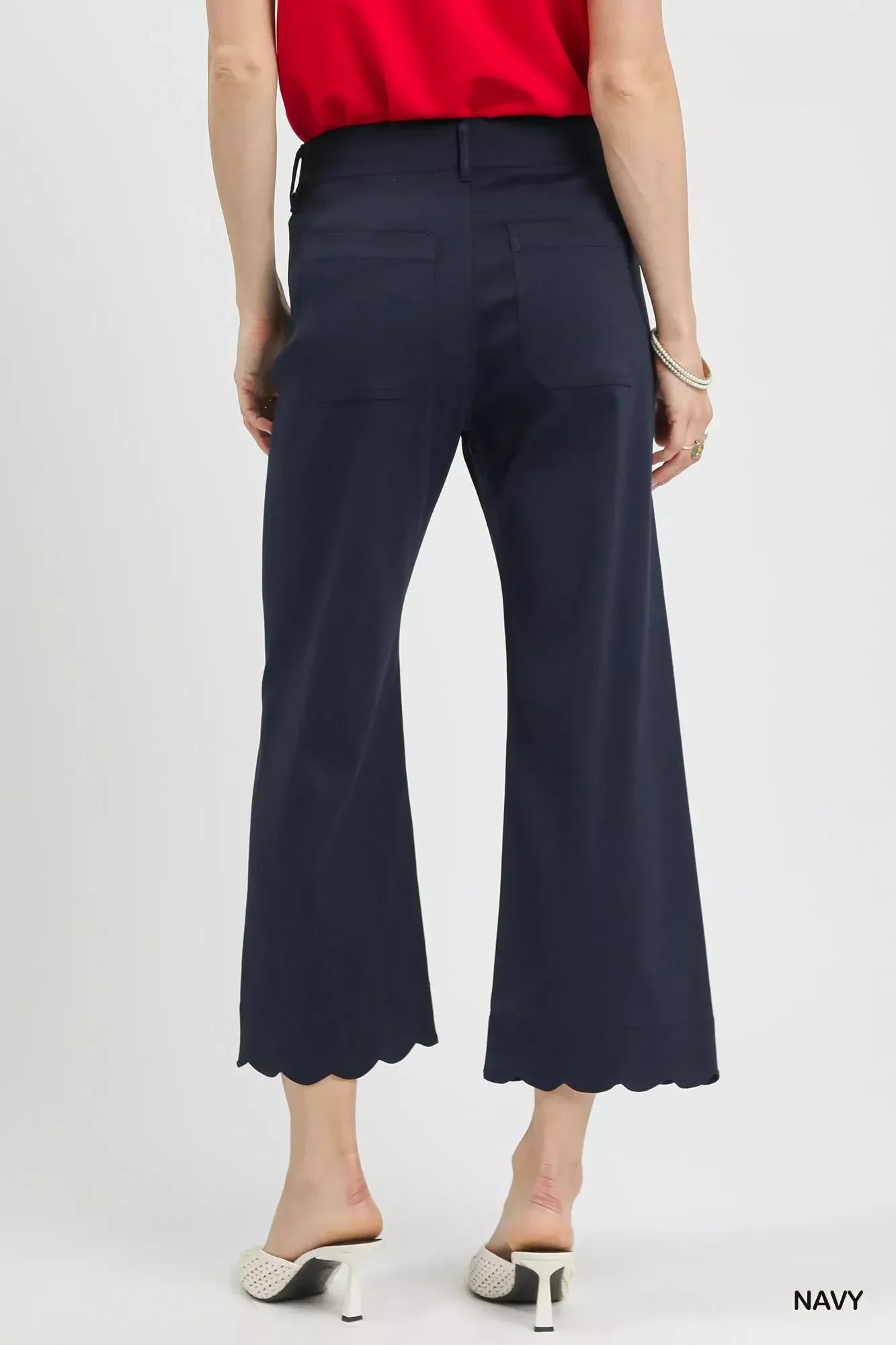 Umgee Scallop Hem Wide Leg Pants - CasaMontevia