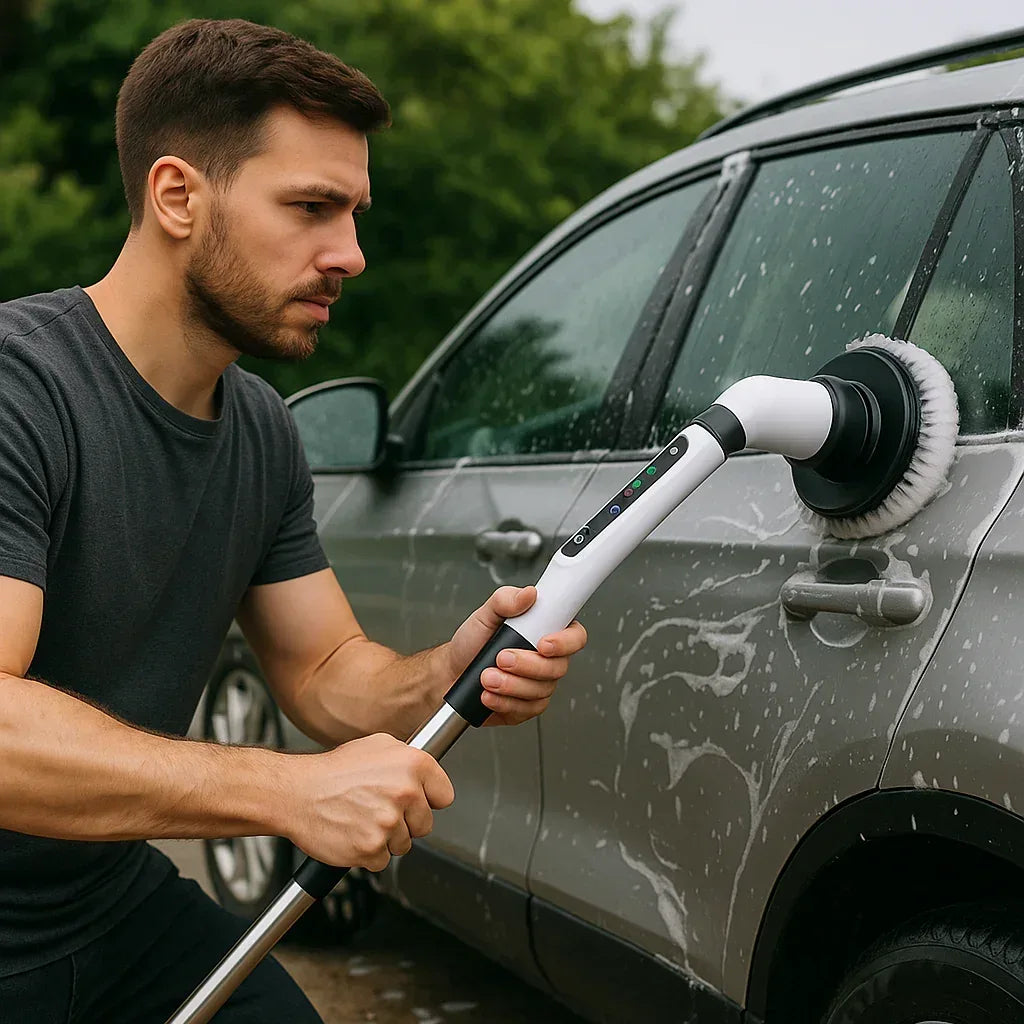 9-in-1 Electric Rechargeable Spin Scrubber Cleaning Brush with Extension Handle - CasaMontevia